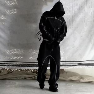 Felpe con cappuccio e tuta da ginnastica ricamati <span class=keywords><strong>Hip</strong></span> <span class=keywords><strong>Hop</strong></span> personalizzati Set di due pezzi per uomo <span class=keywords><strong>felpa</strong></span> dei pesi massimi di Terry francese - Product Image 4