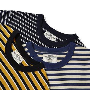 Colección de Verano, Camiseta Ecológica Vintage 100% Algodón Orgánico para Hombre, Tejido de Punto a Rayas de Alta Calidad, Teñido con Hilo, Estilo Náutico, OEM ODM - Product Image 3