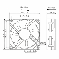 Ventilateur DC 80mm 3in 80mm x 80mm x 25mm 12V 3000 tr/min à roulement à manchon, refroidissement sans balais 8025 pour boîtier PC et refroidisseurs de CPU