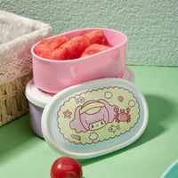 Boîte à collations personnalisée sans Bpa pour bébés et enfants boîte de stockage des aliments en plastique boîte de conservation des aliments frais ensembles de 3 pièces de forme ovale