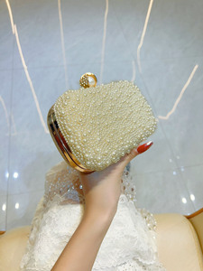 Cross-border New Women's European American <b>Small</b> <b>Purse</b> Pearl Beaded Clutch Cheongsam Dress Evening Bag Polyester Tanjing - Product Image 2