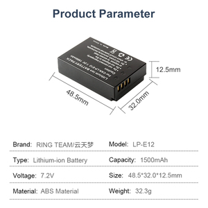 LP-E12 7.2V 1500Mah Li-Ion Oplaadbare Batterij Voor Canon Eos <span class=keywords><strong>M</strong></span> M2 M10 100d Rebel Sl1/100d Digitale Camera 'S - Product Image 5