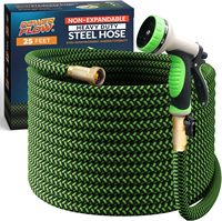 Tuyau d'arrosage de jardin extensible avec buse à 8 modes de pulvérisation et raccords en laiton, tuyau extensible léger et flexible pour l'arrosage de la cour