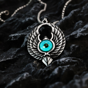 Yunnique – collier avec pendentif en acier inoxydable pour hommes, en forme d'aigle, avec incrustation de pierres précieuses bleues, design géométrique, bijoux cadeau - Product Image 4