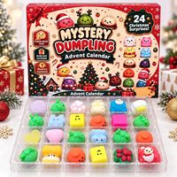 24 Pièces Calendrier de l'Avent Boîte Mystère de Noël en forme de Dumpling, Jouet Sensoriel Anti-Stress de Bureau avec Boîte Cadeau Colorée