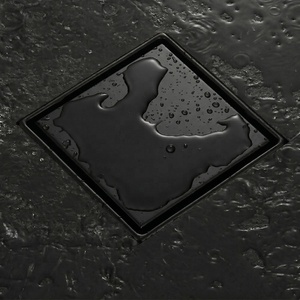 Sifone doccia quadrato nero opaco commerciale personalizzato in acciaio inossidabile 150mm con inserto per piastrelle 2-in-1 anti-odore per cucina e bagno - Product Image 2