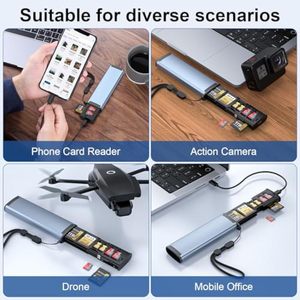 9 Trong 1 Tốc Độ Cao Nhôm Lưu Trữ Trường Hợp Giao Diện USB Bộ Nhớ Bên Ngoài Đầu Đọc Thẻ SD Chủ Thẻ Tương Thích Cho Điện Thoại Di Động - Product Image 4