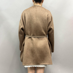 Jancoco O <span class=keywords><strong>collo</strong></span> con cintura di seta di lana <span class=keywords><strong>cappotto</strong></span> invernale in vera lana con tasche in <span class=keywords><strong>pelliccia</strong></span> di visone - Product Image 2