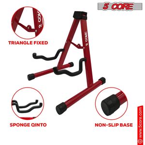 Support double pour guitare Db 5 Core, cadre en acier rouge, pliable universel pour guitare acoustique, électrique, basse, mandoline, violoncelle - Product Image 3