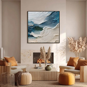 3D Textured Ocean Painting Turquoise Wave Wall Art Panoramic <b>Canvas</b> Seascape Decor Decorative Arts House Decoration Interior - Product Image 2