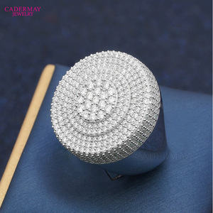 Cadermay Men's Moissanite <b>Ring</b> <b>925</b> Sterling <b>Silver</b> White Gold Plated Round Micro Pave Everyday Wear Jewelry - Product Image 2