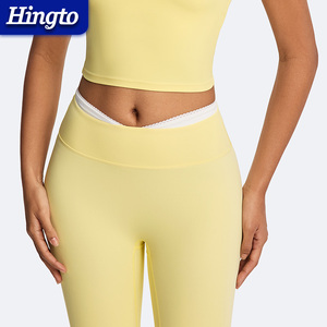 Leggings Sportivi da Donna ad Asciugatura Rapida, Alta Elasticità, Vita a V, Compressione, Morbidi, con Lacci e Colori a Contrasto - Product Image 2