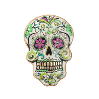 Broche de Calavera con Flores de Colores del Día de Muertos Mexicano para Halloween
