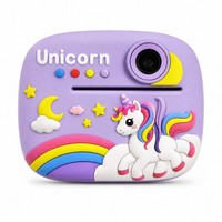 Kamera Instan Anak Grosir Desain Dinosaurus Santa Unicorn Printer Foto Thermal 200DPI Layar IPS OEM Logo Kustom Usia