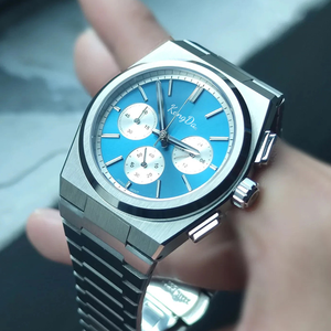 <span class=keywords><strong>Montre</strong></span> sport pour <span class=keywords><strong>homme</strong></span> <span class=keywords><strong>personnalisable</strong></span> en alliage, cadran bleu argenté, bracelet en acier inoxydable, chronographe étanche - <span class=keywords><strong>Montre</strong></span>-bracelet à quartz tendance - Product Image 4