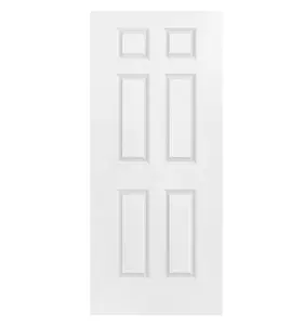 ประตูด้านหน้าการออกแบบ6แผงคอมโพสิตห้องนอนไม้ประตูวัสดุ MDF สีขาวภายในประตูบ้าน