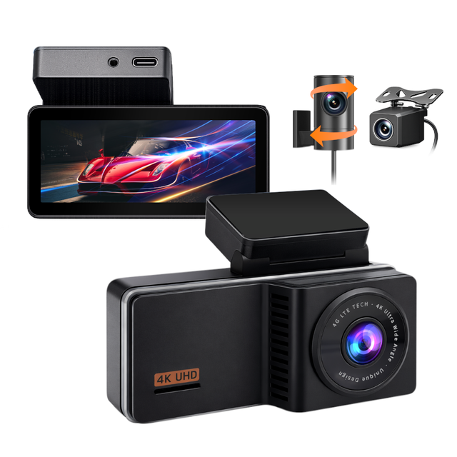 4K Dual Lens Smart HD Cloud Dash Cam with 4G GPS Parking Roadwatch Front/Rear Recording Sony Sensor Night Vision IPS Screen