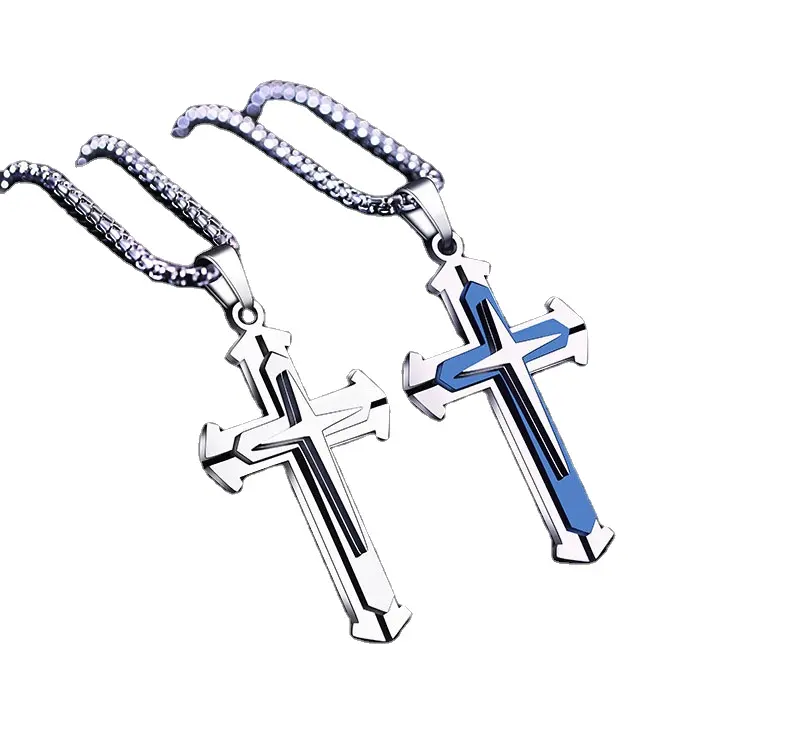 2023 Roestvrij Staal Kruis Ketting Custom Crucifix Religieus Ornament Of Hanger Katholieke Jezus Sleutelhanger