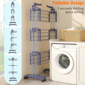 Tendedero Plegable de Alta Calidad de 4 Niveles con Ruedas, Diseño Multifuncional Plegable, para Baño, Sala de Estar, Secado de Ropa de Cama - Product Image 3