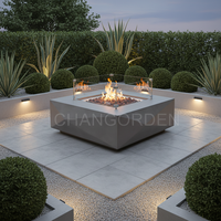 Table de feu portable au gaz naturel CHARM GARDEN en béton moderne 65000 BTU pour extérieur, jardin et fêtes, finition polie