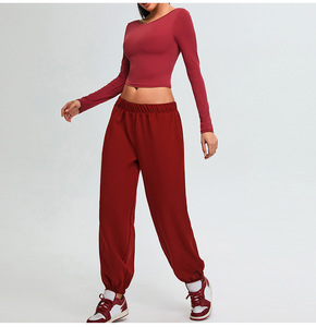 Nouveau automne et hiver Slim Sports Big <span class=keywords><strong>U</strong></span> beau dos course Fitness Logo personnalisé couleur unie survêtement femme - Product Image 5