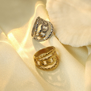 Women's Gold Plated Chain <b>Ring</b> <b>Titanium</b> Steel Geometric Design Gift Jewelry - Product Image 3