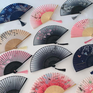 Leque de Seda Vintage, Leque Dobrável Retro Chinês Japonês de Bambu com Franjas, Leque de Dança, Decoração para Casa, Presente Artesanal - Product Image 5