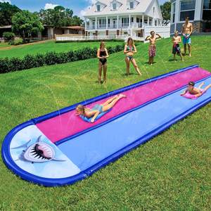 Approvisionnement <span class=keywords><strong>d</strong></span>'usine en plein air Double toboggan arroseur de cour pour enfants pelouse requin toboggan <span class=keywords><strong>tapis</strong></span> de divertissement - Product Image 3