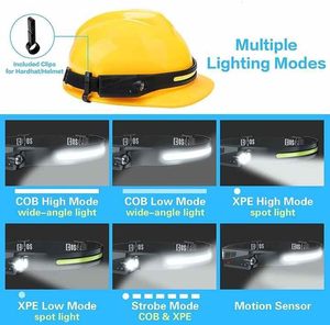 ไฟฉายคาดศีรษะแบบเหนี่ยวนำ COB ชาร์จไฟได้ พร้อมไฟ LED ให้แสงสว่างเต็มที่ - Product Image 5