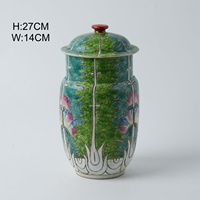 Handbemalte Famille-Rose-Porzellan-Teedose mit Kohlmuster, Chinesischer Stil Keramik-Vorratsdose mit Deckel zur Teeaufbewahrung und Heimdekoration