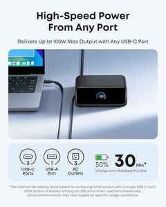 Anker Nano 100W Charging Station 7-in-1 USB-<b>C</b> Power Strip With 2 InstaCord Retractable <b>Cable</b> Fast for A91C8 Anker Nano 100W Char - Product Image 5