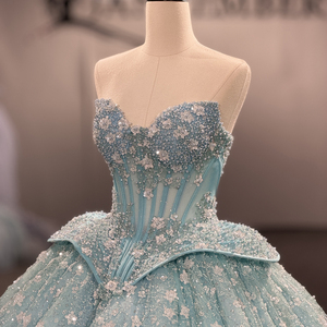 Jancember 8567 Vestido <span class=keywords><strong>de</strong></span> <span class=keywords><strong>Quinceañera</strong></span> <span class=keywords><strong>de</strong></span> Lujo Color Aqua sin Tirantes para Chicas <span class=keywords><strong>de</strong></span> 16 Años - Product Image 5