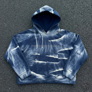 Sudadera con capucha oversize de cuello redondo para hombre, estilo retro, con bloques de color, efecto desgastado, estilo grunge, con dobladillo deshilachado y lavado ácido. - Product Image 1