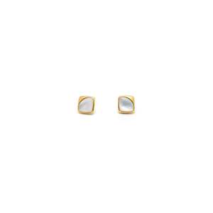 Boucles d'oreilles fines en acier inoxydable 316L plaqué or PVD, durables et résistantes, forme carrée avec incrustation de nacre - Product Image 1