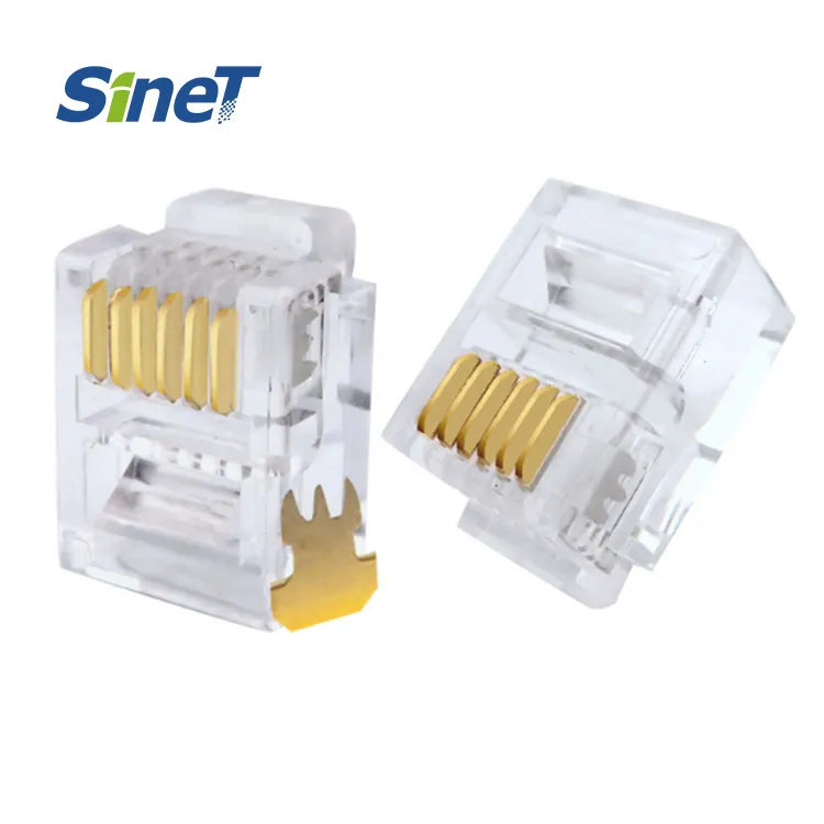 1000pcs per Bag Wholesale RJ11 Connectors 6P4C Gold Plated Pins Plug Environmentally material RJ11 vs RJ12