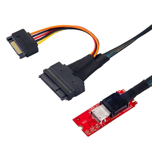 MMUI M.2 M-key PCI-E 3.0 to Oculink SFF-8612 CE Certified Red Host Adapter for NVMe SSD (Windows 10/8/7)