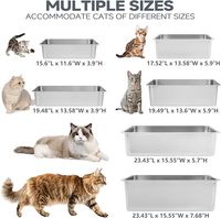 Litière pour chat en acier inoxydable 304 de grande taille, facile à nettoyer, capacité 50L, design argenté, vente chaude, fabrication OEM/ODM sur mesure, directement de l'usine