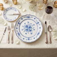 Service de vaisselle en céramique bleu et blanc à fleurs, style campagne française, avec décor vintage, assiettes en porcelaine pour mariages, banquets, hôtels et vente au détail