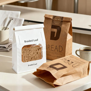 Sac d'emballage pour pain en papier kraft écologique avec logo personnalisé et ruban, fabriqué en Chine - Product Image 3