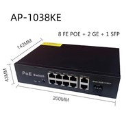 Switch PoE AI 8 ports 10/100 Mbps avec 2 ports Uplink Gigabit, 1 SFP, protection foudre 6KV, port d'extension 250m, QoS, empilable pour caméra IP