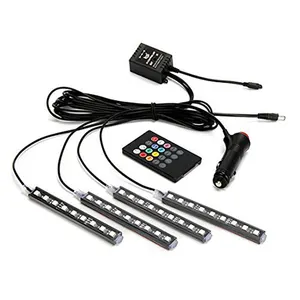 Nieuwe Auto 12V Rgb Flexibele Led Strip Ir Remote Sound Activated Controle Auto Interne Interieur Voet Sfeer Licht