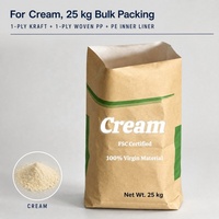 Sacs en papier kraft tissé composite de 25 kg pour lait en poudre, fond carré de qualité alimentaire avec doublure en PE pour l'emballage des produits laitiers, conformes aux normes FDA