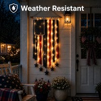 Bannière LED en tissu avec drapeau américain 4x2,3 pieds pour le 4 juillet et le Memorial Day, étanche IP44, pour intérieur/extérieur, alimentée par USB, lumières décoratives