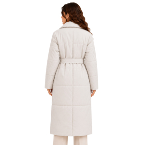 Manteau long matelassé élégant pour femme avec ceinture, motif quadrillé, coupe ample, chaud, idéal pour l'hiver et les trajets quotidiens, vêtement d'extérieur personnalisé - Product Image 3