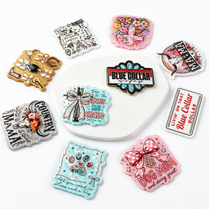 Customization Colorful Acrylic Flatbacks Badge <b>Holders</b> With Floral Country Designs For DIY Decorations - Product Image 5