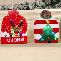 Nuovo stile Led cappello di natale maglione leggero lavorato a maglia Babbo Natale regalo di natale per bambini adulti cappelli di Natale con luci a Led