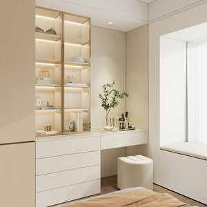 Bàn trang điểm gỗ tự nhiên hiện đại, đơn giản, có ngăn kéo dài từ sàn đến trần, tủ đựng đồ phòng ngủ, bàn trang điểm - Product Image 2