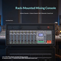 PFB-8 Mixeur DJ professionnel 8 canaux monté en rack avec amplificateur 300W*2 USB/Bluetooth Effets DSP Égaliseur à trois étapes