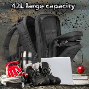 Nouveauté 2024 Sac à dos tactique d'extérieur, sac à bandoulière, grand format, imperméable 900D, pour gym, trekking, randonnée, moto, antivol, 36-56L, compatible MOLLE - Product Image 4