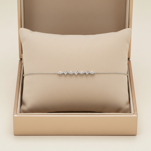 เครื่องประดับคุณภาพสูงขายส่ง สร้อยข้อมือทองคำขาว 18K แท้ ประดับเพชรแท้ธรรมชาติ สร้อยข้อมือปรับขนาดได้สำหรับผู้หญิง สวมใส่ได้ทุกวัน - Product Image 4